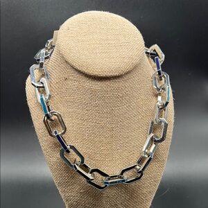 Carolee Silver and Blue Geometric Necklace